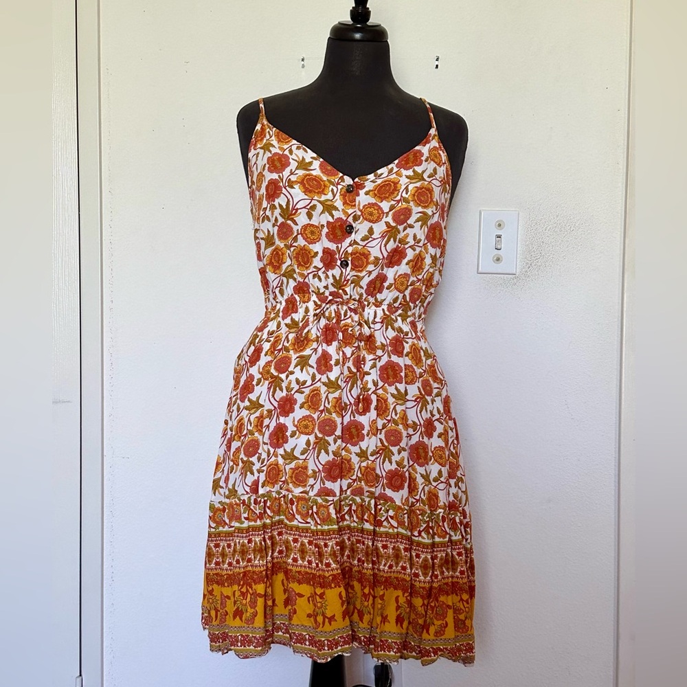 Sz L Orange Floral Dress by SHEIN